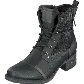 Mustang Damen Stiefelette Boot strukturiertes Schaftdesign Blockabsatz 1229-508, Größe:37 EU, Farbe:Schwarz