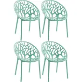 CLP Gartenstuhl Hope 4er Set hellgrün stapelbar Polypropylen recycelt 59x60x80 cm für Innen- & Außenbereich