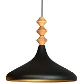 Bamyum Champion Q Holz-Einzelleuchter, Schwarze Pendelleuchte