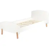 Möbilia Bett | Liegefläche 90 x 200 cm | inklusive Lattenrost | B 210 x T 95 x H 76 cm | weiß / natur | 12020026 | Serie BETT