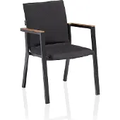 Kettler Stapelsessel RASMUS, Aluminium Anthrazit / Sunbrella (100 % Polyacryl) Sooty, Teak-Armlehnen
