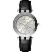 Versace VE2B00121 V-Race silber schwarz Leder Armband Uhr Herren Uhr NEU