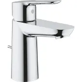 GROHE Einhand-Waschtischbatterie BauEdge 23356, S-Size, Einlochmontage, Zugstangen-Ablaufgarnitur aus Metall, chrom