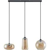 LUCANDE Wilja 3 Pendelleuchte Amber - , Wilja, dimmbar, Orange, für Wohnzimmer, Glas, Vintage