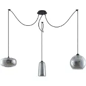 LUCANDE Zyli 3 Pendelleuchte Smoke - , Zyli, dimmbar, Grau, für Wohnzimmer, Glas, Vintage