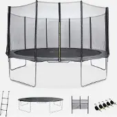 Sweeek - Trampolin Ø460cm mit Sicherheitsnetz und Zubehör - Grau