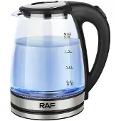 RAF Wasserkocher Glas mit LED-Beleuchtung Edelstahl Teekocher 2.0L 2000W BPA-Frei