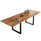 Sam Esstisch Baumkante Akazie natur 220(320 )x100 Ansteckplatten schwarz ADINA