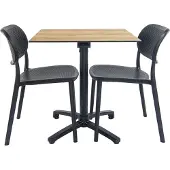Restootab Klappbarer Tisch mit Eichendekor + 2 Stühle für die Terrasse
