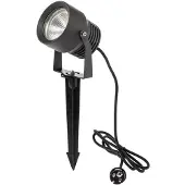 LUCANDE LED-Außenstrahler Irina, Erdspieß, Stecker, grau, Metall