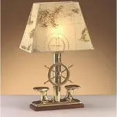 Licht-Erlebnisse Dekorative Tischleuchte Messing massiv Maritim 53 cm hoch E27 Tischlampe Wohnzimmer