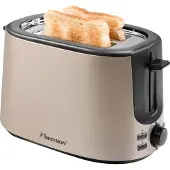 Bestron Toaster mit 2 Röstkammern, Toaster für 2 Scheiben, mit 7 Bräunungsstufen, Krümelschublade & Brötchenaufsatz, 1000 Watt, Satin Collection, Farbe: Hellbeige