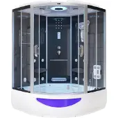 HOME DELUXE - Dampfdusche EXCLUSIVE - Schwarz, Maße: 150 x 150 x 220 cm - inkl. Radio, Regendusche und komplettem Zubehör I Dampfsauna, Badewanne, Whirlpool, Dusche