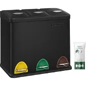 Songmics Mülleimer Mülltrennsystem, aus Metall, 3 x 8 L, Küche