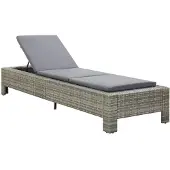 Syfax Sonnenliege mit Auflage Grau Poly Rattan