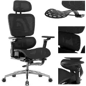 MarkAdler Expert 7.9 | Ergonomisch Schreibtischstuhl Bürostuhl | Verstellbare Rückenlehne Kopfstütze | Fußstütze | Sitztiefe einstellen | Schwarz