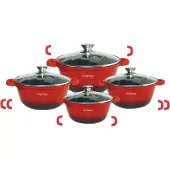 Cheffinger Topf-Set, 8 tlg, Induktion Alu Guss marmor 20-24-28-32cm