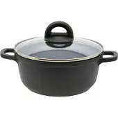ELO Stahlwaren Kochtopf - Ø 20 cm - Schwarz - Aluminiumguss - mit Glasdeckel - Antihaftbeschichtung