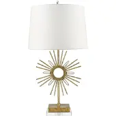 Gilded Nola Elstead Sun King Tischleuchte E27 Gebeiztes Gold Creme