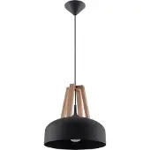 Sollux Pendelleuchte CASCO schwarz/naturfarbenes Holz 1xE27 15W Stahl/Holz 85x30x30cm