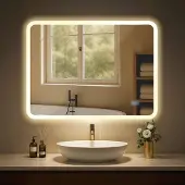 CLP Badspiegel Jericho Anti-Beschlag LED-Beleuchtung dimmbar 3 Licht-Modi Größe 60x80 cm