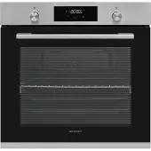 Sharp K-71P28INM-EU Einbaubackofen Pyrolyse, (78 L, EEK A, 8 Backofenfunktionen, Versenkbare Knebel), (Set von Voll-Teleskopauszügen), Edelstahl