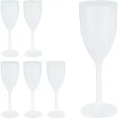 Relaxdays Weingläser Kunststoff, 6er Set, bruchfest & BPA-frei, 220 ml, Mehrweg Weißweingläser, Camping Weinkelche, weiß
