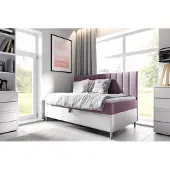 Fun-Möbel Boxspringbett Gästebett Kinderbett HELVI Nr.2 80x200cm Weiss-Rosa