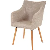 Mendler Esszimmerstuhl Vaasa T382, Stuhl Küchenstuhl, Retro 50er Jahre Design Textil, creme/grau