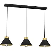 Licht-Erlebnisse Hängeleuchte Schwarz Gold Metall 3 flammig E27 verstellbar Vintage Hängelampe Esszimmer