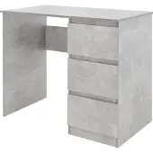 ML-Design Schreibtisch mit 3 Schubladen, 90x76x50 cm, Grau in Beton-Optik, viel Stauraum, modern, für Heim/Büro