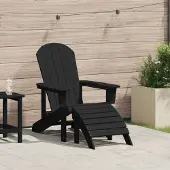 vidaXL Desgin Adirondack-Stuhl mit Fußstütze Schwarz HDPE - Gartenstühle 42006631