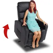 Mendler Fernsehsessel MCW-K62, Sessel Relaxsessel TV-Sessel Liege, Liegefunktion Aufstehhilfe, Metall Kunstleder schwarz