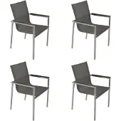 Degamo Gartensessel MELBOURNE Edelstahl + Kunstgewebe, stapelbar (4er Set)