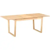 Beliani Esstisch Holzoptik Helle Esche MDF-Tischplatte mit Holzkufen Ausziehbar 160/200 x 95 cm für 8 Personen Rechteckig Modernes Design Ausziehtisch