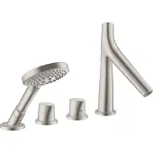 Hansgrohe AXOR Starck Organic 4-Loch Wannenrandarmatur mit Thermostat, 2 Verbraucher, 12425800, Farbe: Stainless Steel Optic
