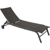 Degamo Gartenliege Rollenliege Sonnenliege RIVA, Stahl + Kunstgewebe mit Polsterung, grau