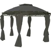 Linder Exclusiv GmbH Pavillon rund Ø350cm Festzelt Garten wasserdicht inkl. Seitenteile steingrau