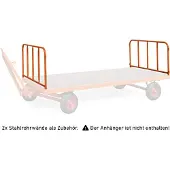 ROLLCART 2 Stahlrohrwände, steckbar 750mm hoch für Industrieanhänger 3000x1500mm als Zubehör
