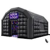 Vevor Aufblasbares Partyzelt 5x4x3,8 m, Würfelzelt für Disco Nachtclub, Pavillon Hochzeitszelt mit 680W Gebläse, Sandsack, 2 Fenster für Veranstaltungen, Geburtstag, Hochzeit, Schwarz