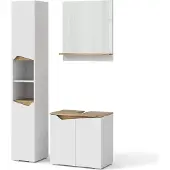 Vicco Badmöbel-Set Marelle Weiß 3 Teile, mit Hochschrank, Model 40850