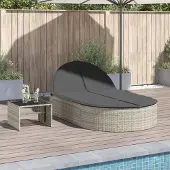 Prolenta Maison Exclusive - Doppel-Sonnenliege mit Kissen Hellgrau Poly Rattan