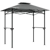 Wiltec Grillpavillon in Grau 245 x 152 x 242 cm, BBQ Pavillon mit Rauchabzug, Grillüberdachung mit wasserfester Dachplane, Grillzelt mit 2 Ablagen