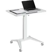Maclean Brackets MC-453 Mobiler Laptop-Schreibtisch mit Pneumatischer Höhenverstellung Laptoptisch mit Rollen, 80x52 cm, max. 8 kg, Höhenverstellbar max. 109 cm (Weiß)