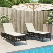 Prolenta Maison Exclusive - Sonnenliegen 2 Stk. mit Tisch Braun Poly Rattan