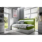 Fun-Möbel Boxspringbett Gästebett Kinderbett FABIAN Nr.2 100x200cm Weiss-Grün