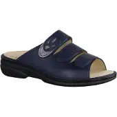Finn Comfort Kos, Damenschuhe, bequeme Pantolette, Navy/Platin, Leder - Damenschuhe Pantolette / Zehentrenner, Blau, leder (florentin/maglia)