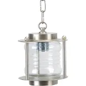 Licht-Erlebnisse Hängeleuchte außen Nickel IP23 E27 Glas Messing Maritim Außenleuchte Garten Terrasse