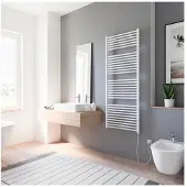 Schulte Elektrischer Handtuchwärmer Turbo Heizstab rechts 60 x 153,5 cm 600 W mit Schukostecker weiß