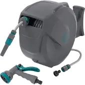 ECD-Germany Schlauchaufroller 30m Grau 180 Grad Schwenkbar Automatik